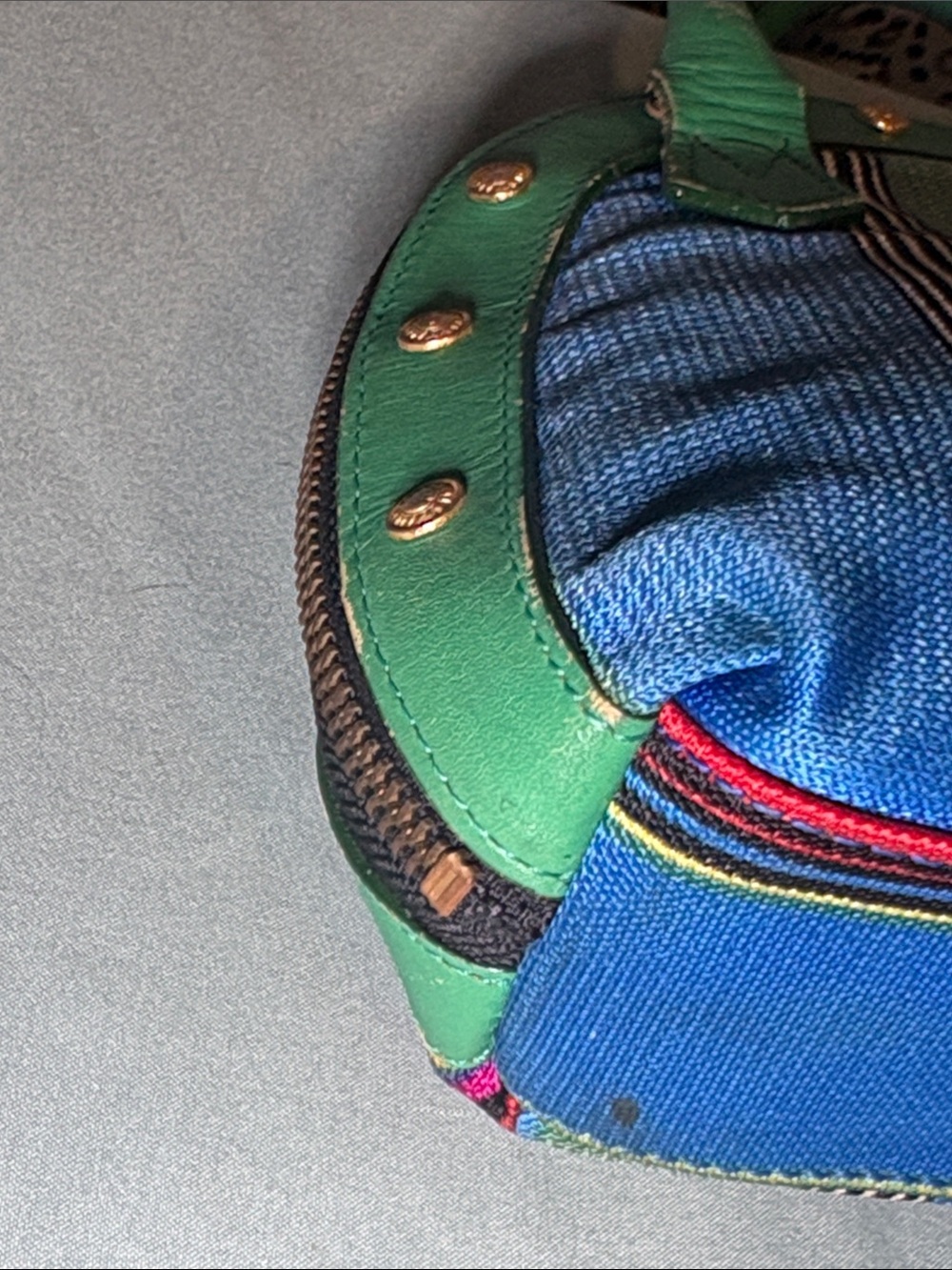 Gianni Versace Sunburst Multi-Color Striped Canvas Mini Bowler Bag - Picture 11 of 16